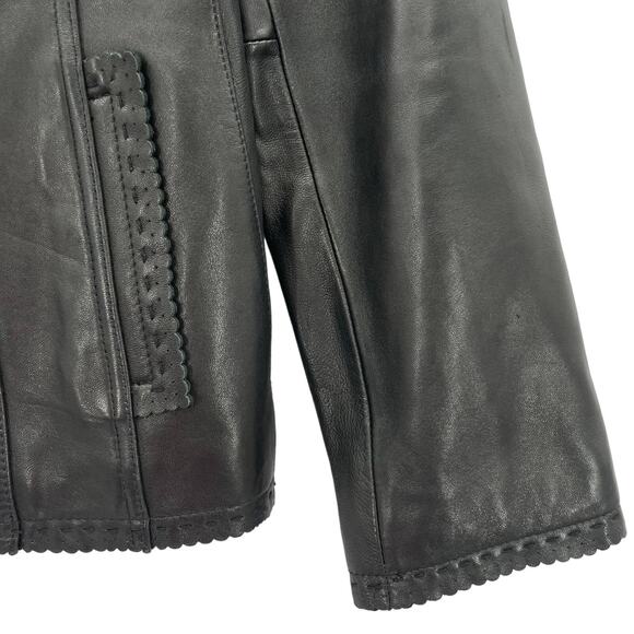 Jones New York Women Black Leather Jacket - Picture 3 of 10